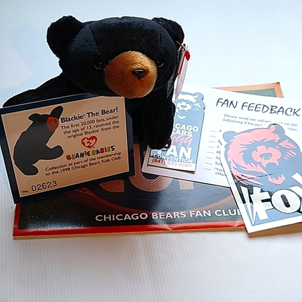 Chicago Bears Kid's Fan Club Ty Blackie 1994 Beanie Baby Commemorative